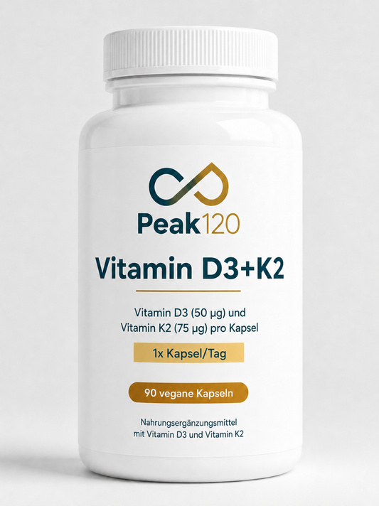 Vitamin D3+K2 (MK-7) Peak120, 90 Kapseln, 3 Monatsbedarf